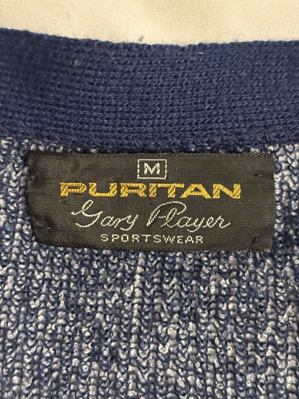 Puritan Gary Player Mens Striped Cardigan Sweater Navy & White Size M - Picture 2 of 8